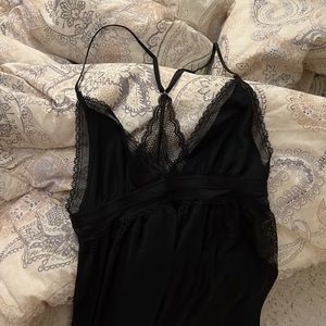 Black Size XS cross back stretchy cotton Lace Victoria's secret Nightgown